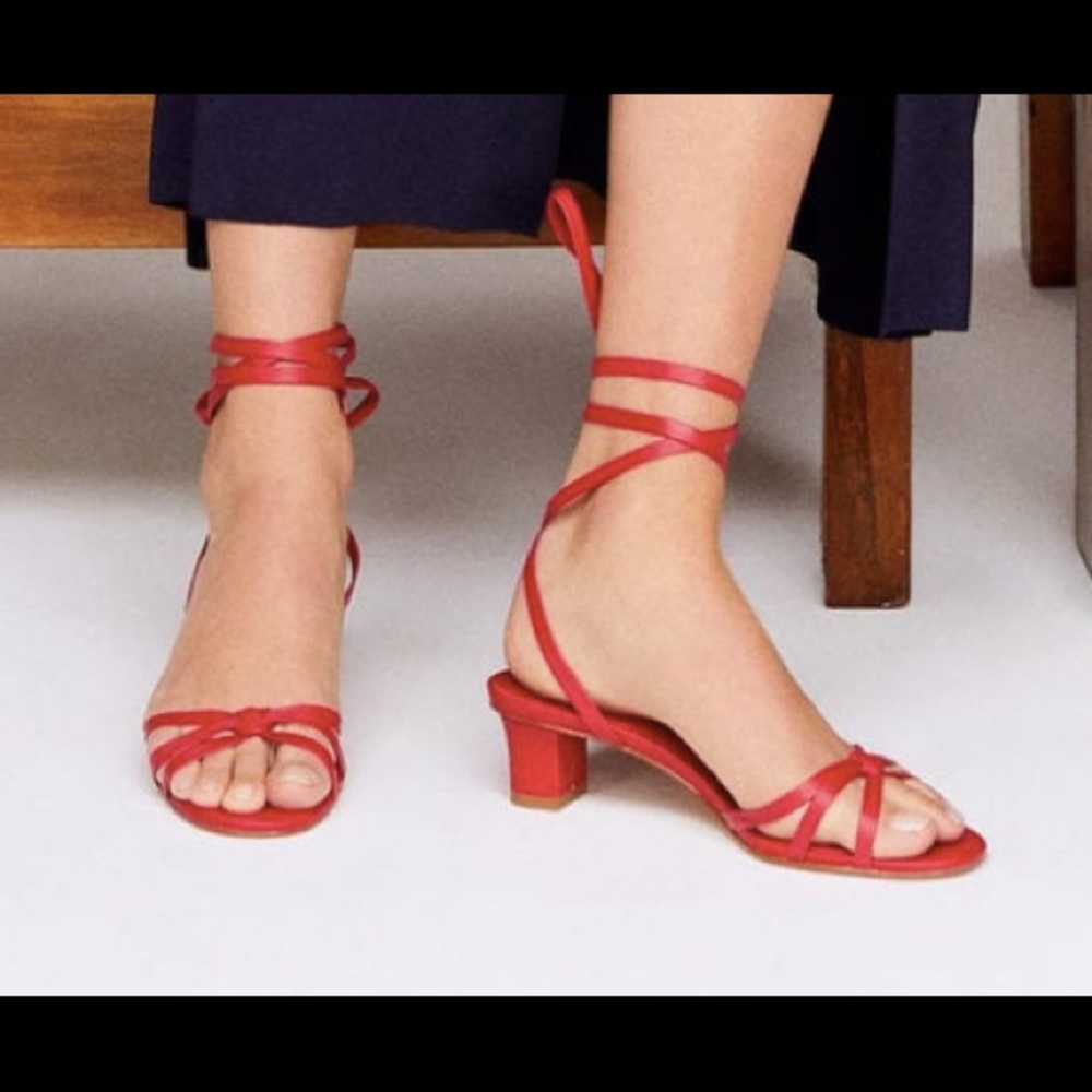 Mango Red Tie Up Sandal heel Sz 40
